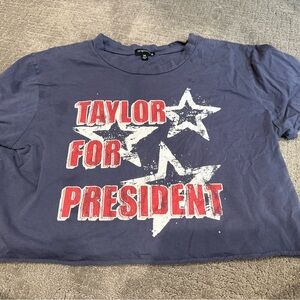 Taylor for President Originality Crop Graphic Tee Shirt Girls Medium